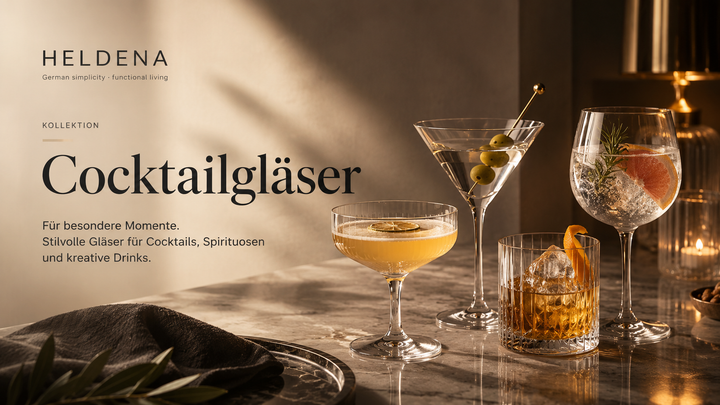 HELDENA Cocktailgläser Banner für stilvolle Bar- und Tischkultur