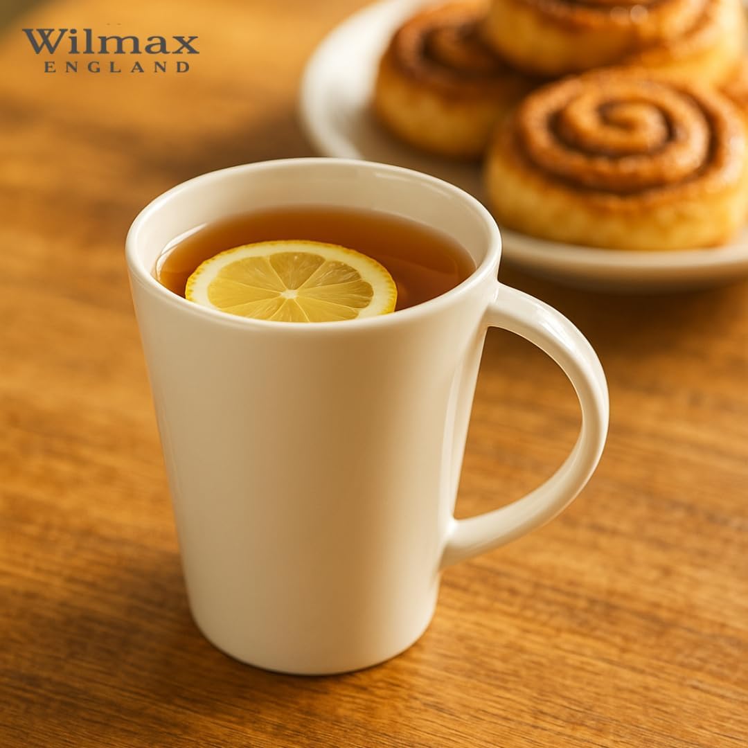 Wilmax Tasse 380 ml 2er-Set Weiß Porzellan – Anwendungs- oder Detailansicht; Lieferumfang: 2 Stück