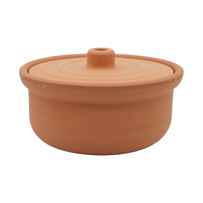 Terrakotta Tontopf mit Deckel aus Naturton für traditionelle Küche und modernes Kochen bei HELDENA