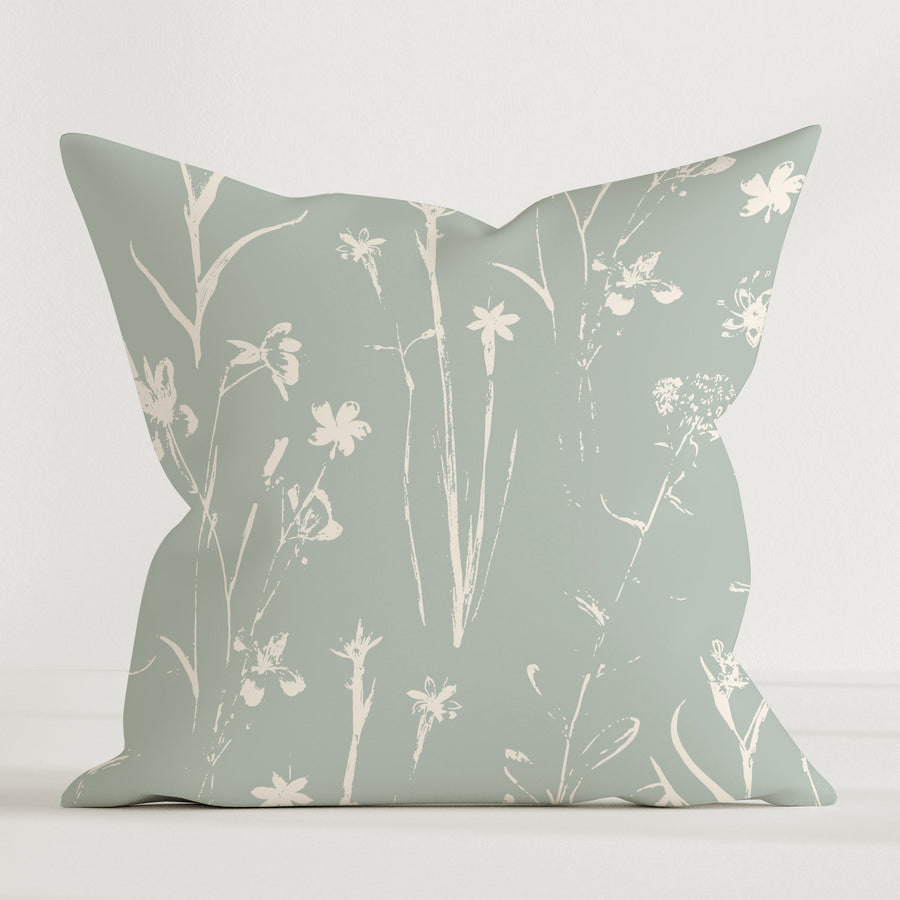 LESLIS Kinder Dekokissen „Grüne Wiese“ – Boho-Blumen, 40 × 40 cm