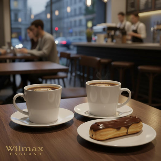 Wilmax Tasse 280 ml 4er-Set Weiß Porzellan – Anwendungs- oder Detailansicht; Lieferumfang: 4 Stück