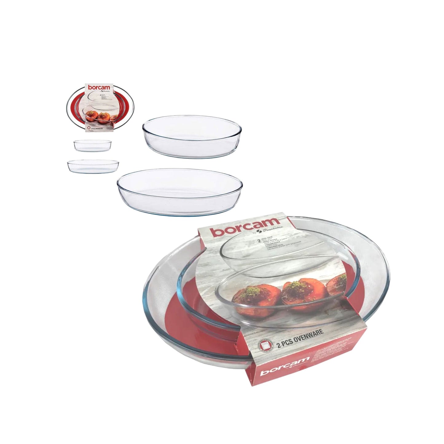 Pasabahce Borcam Ovales Ofenset Auflaufform - 2-tlg, 3200 ml und 1550 ml