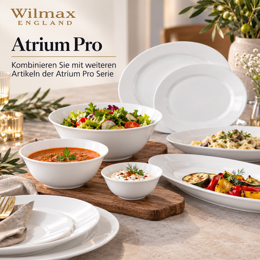 Wilmax Schale 1600 ml 20 cm 2er-Set Weiß Porzellan – Anwendungs- oder Detailansicht; Lieferumfang: 2 Stück