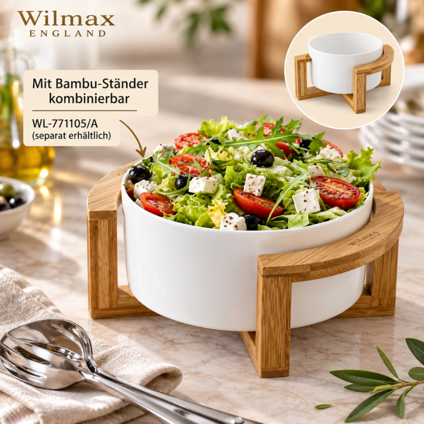 Wilmax Schale 18 cm 1850 ml Weiß Porzellan – Anwendungs- oder Detailansicht; Lieferumfang: 1 Stück