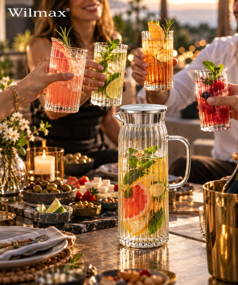 Wilmax Geriffeltes Glas 250 ml 6er-Set Transparent Borosilikatglas – Anwendungs- oder Detailansicht; Lieferumfang: 6 Stück