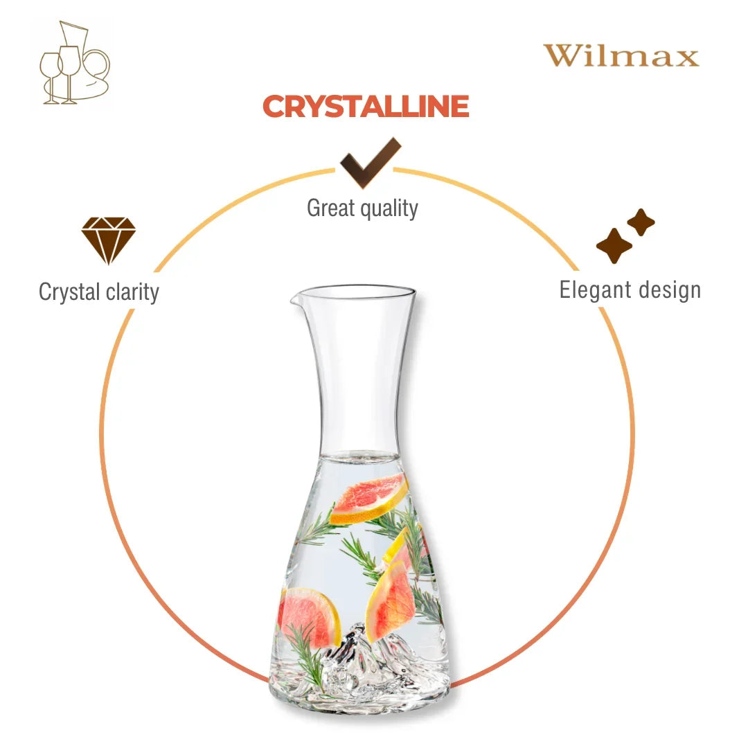 Wilmax Karaffe 1000 ml Transparent – Crystalline – Anwendungs- oder Detailansicht; Lieferumfang: 1 Stück