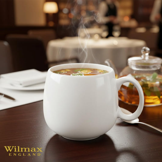 Wilmax Tasse 400 ml 2er-Set Weiß Porzellan – Anwendungs- oder Detailansicht; Lieferumfang: 2 Stück