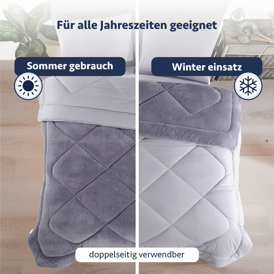 HELDENA Wellsoft Bettdecke Grau – Gesamtansicht