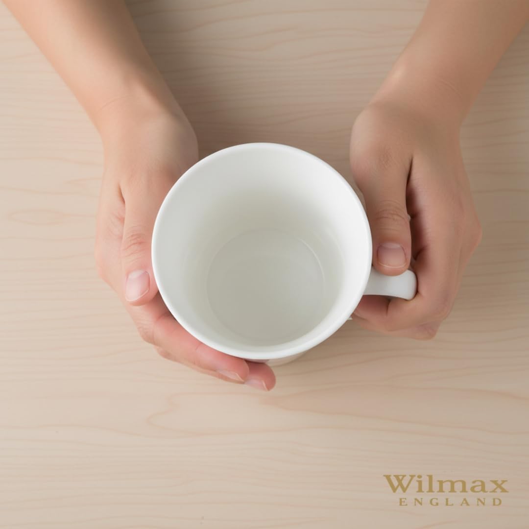 Wilmax Tasse 380 ml 4er-Set Weiß Porzellan – Anwendungs- oder Detailansicht; Lieferumfang: 4 Stück