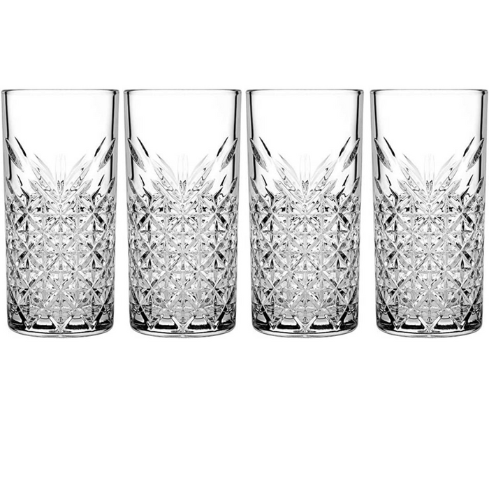 Vier Longdrinkgläser 450 ml transparent für Gäste und Alltag
