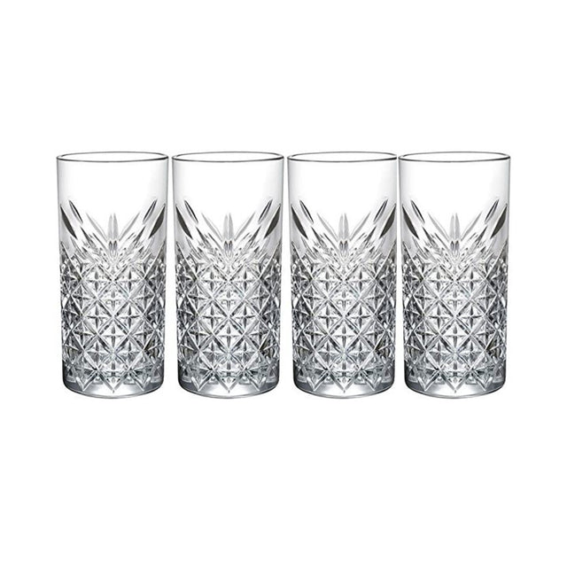 HELDENA Longdrinkgläser 295 ml mit Facettenstruktur – 4er-Set