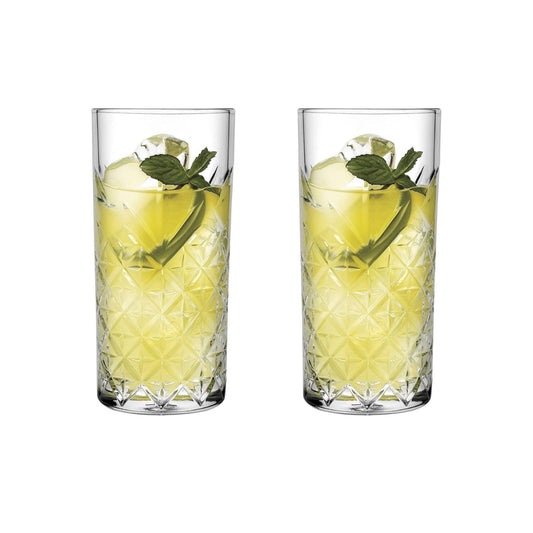 Timeless Longdrinkglas 295 ml Detailansicht mit Facettendesign und schlanker Form