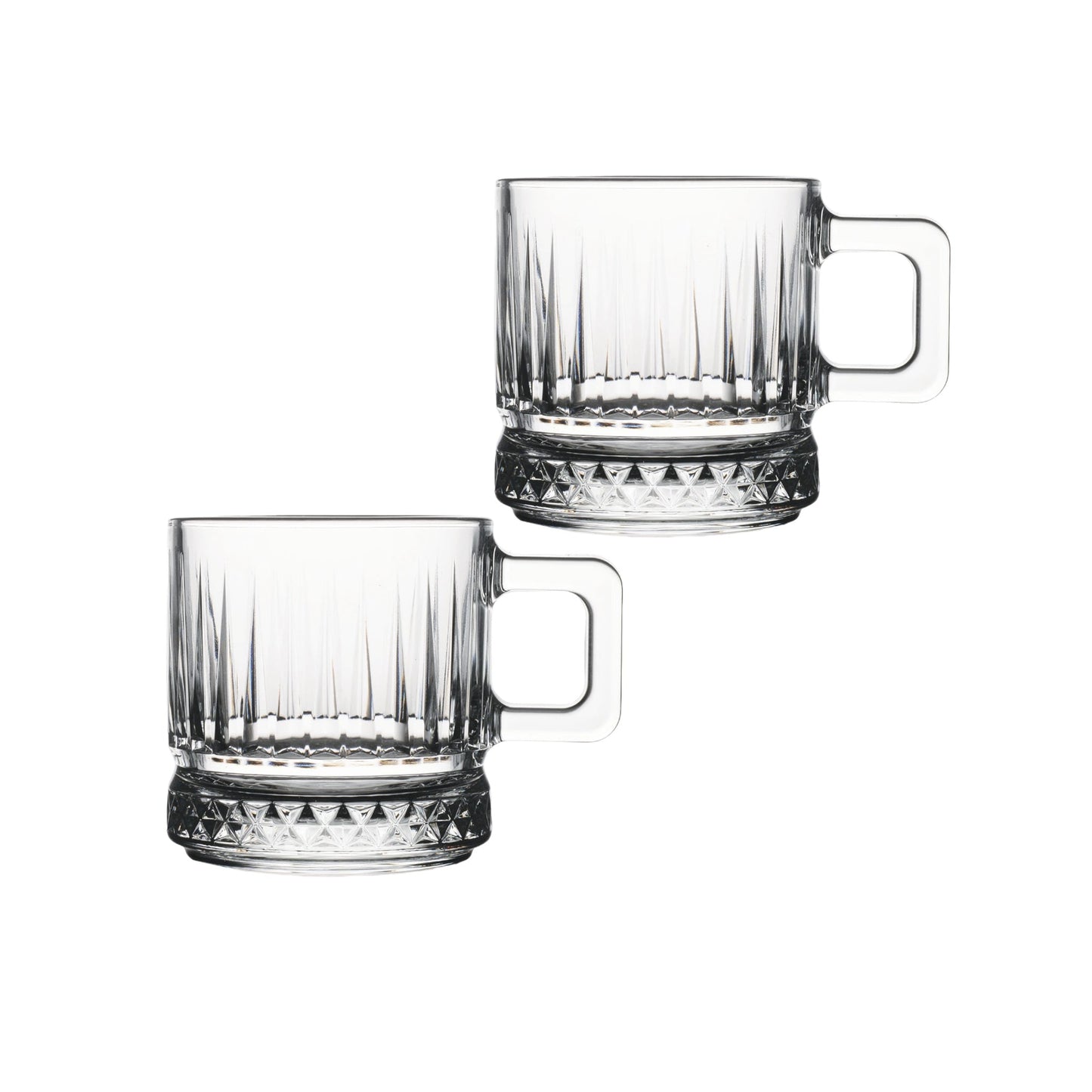 Pasabahce Elysia Glas-Mug Boden Detailansicht Facettenmuster stabiles Klarglas