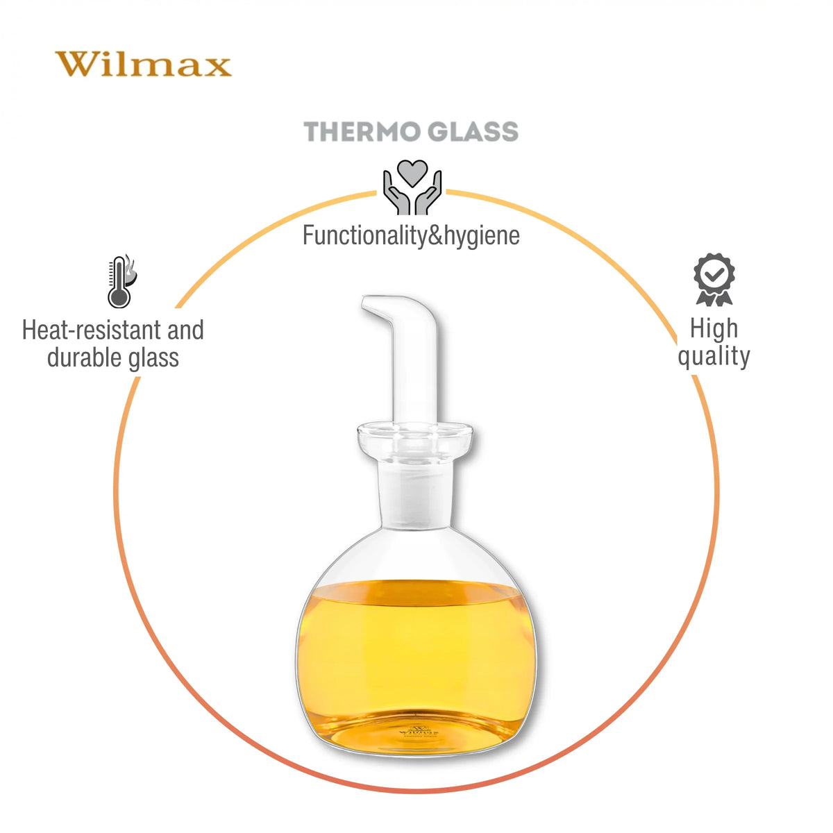 Wilmax Ölflasche 500 ml Transparent Glas – Anwendungs- oder Detailansicht; Lieferumfang: 1 Stück
