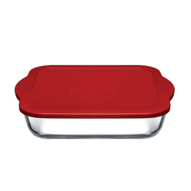 HELDENA Borcam quadratische Auflaufform 1950 ml mit Deckel, 25,8 × 22,6 cm