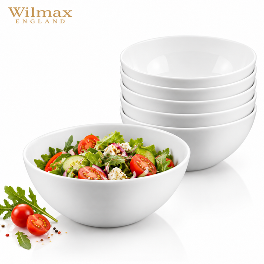 Wilmax Schale 14 cm 600 ml 6er-Set Weiß Porzellan – Produktansicht; Lieferumfang: 6 Stück