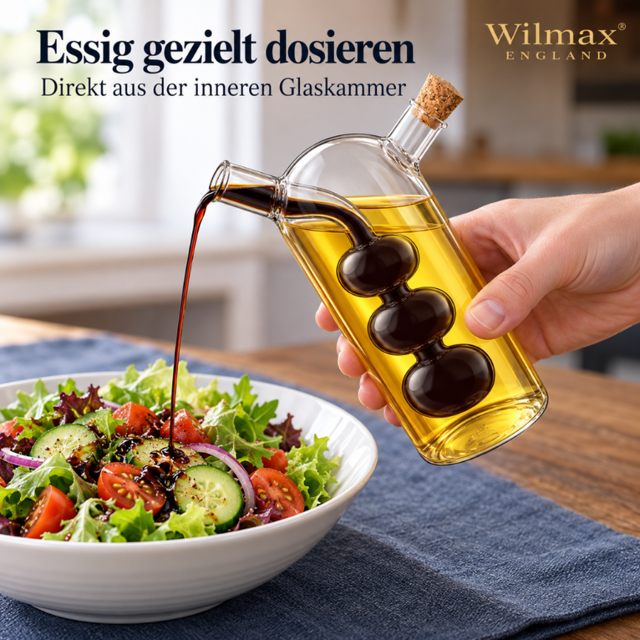 Wilmax Öl- und Essigflasche 300/60 ml Transparent Glas – Anwendungs- oder Detailansicht; Lieferumfang: 1 Stück