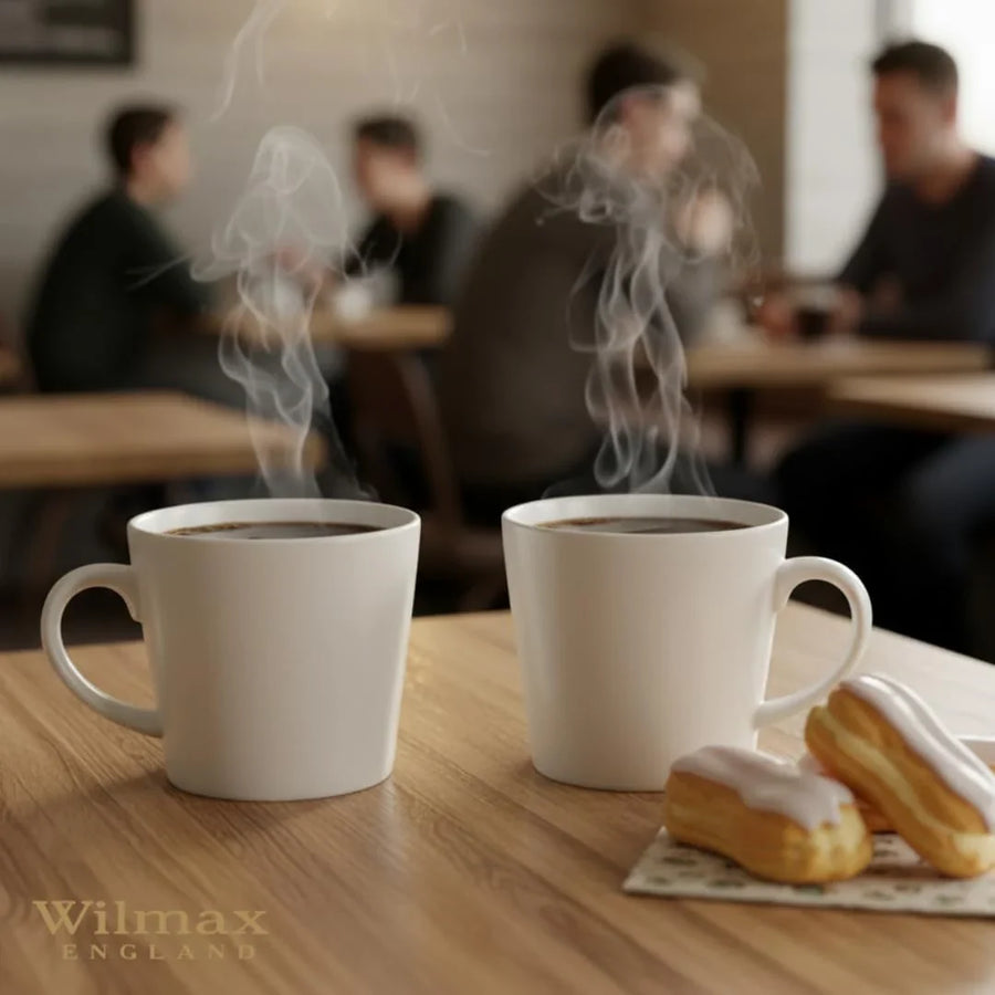 Wilmax Tasse 280 ml 2er-Set Weiß Porzellan – Anwendungs- oder Detailansicht; Lieferumfang: 2 Stück