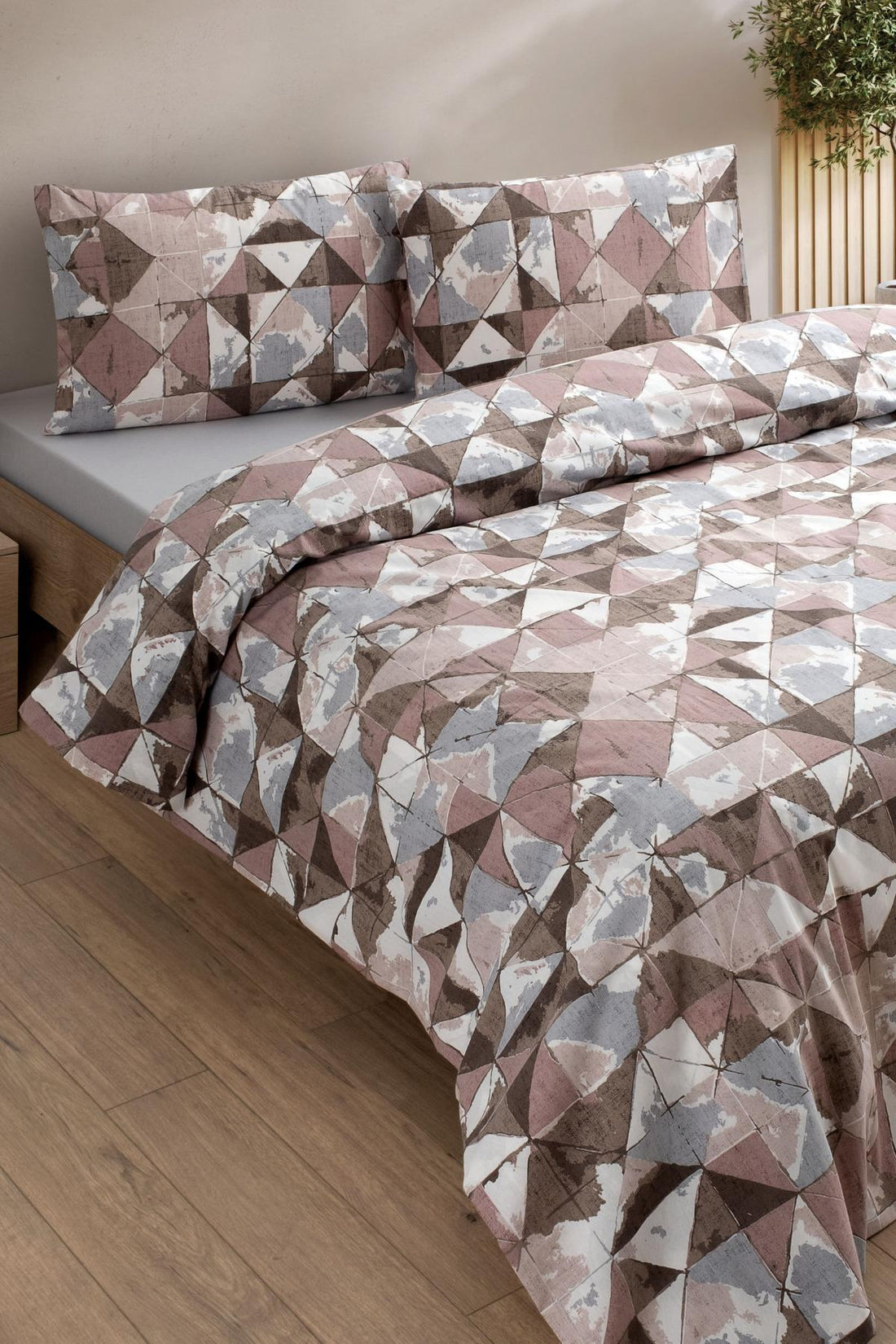 HELDENA LOVELY Bettwäsche-Set Braun 160×220 cm mit Spannbettlaken