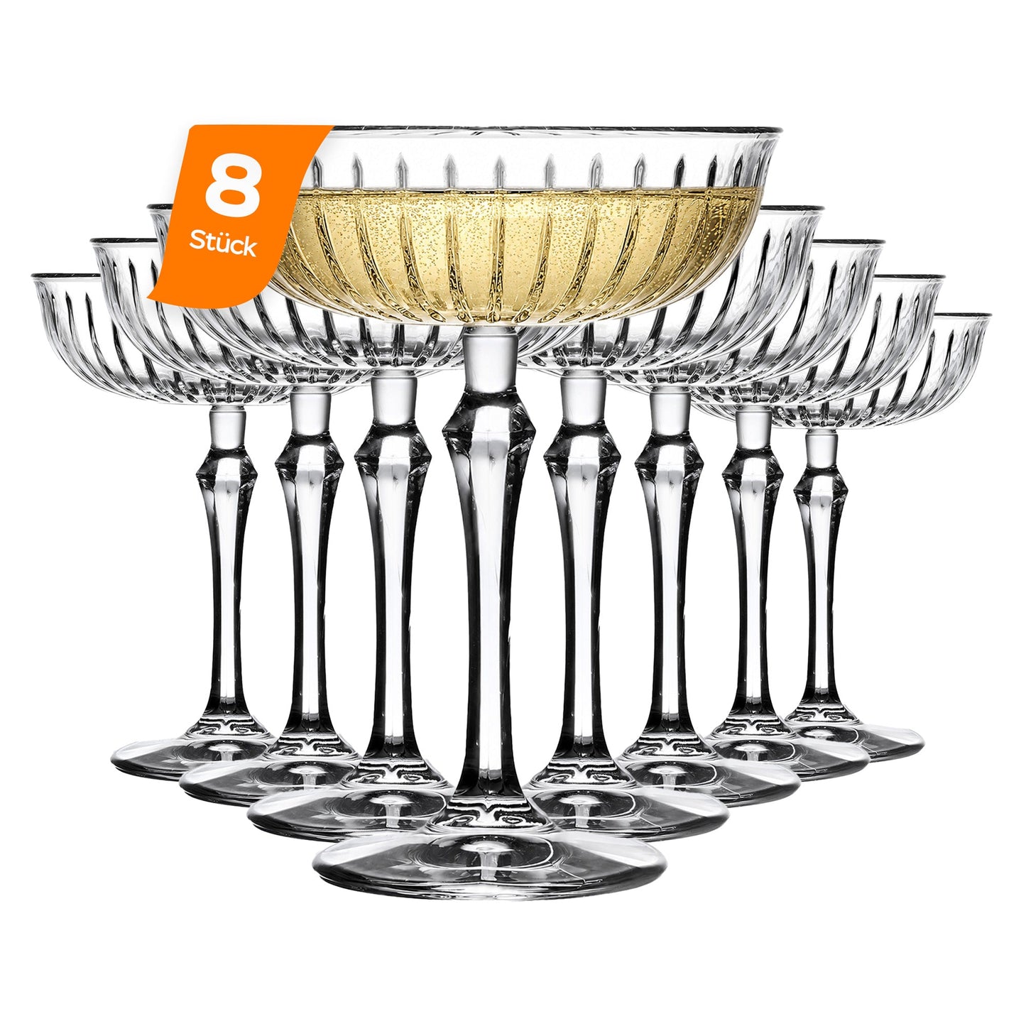 HELDENA Joy Champagnerschalen 245 ml – 4er Set Coupe-Gläser aus Glas