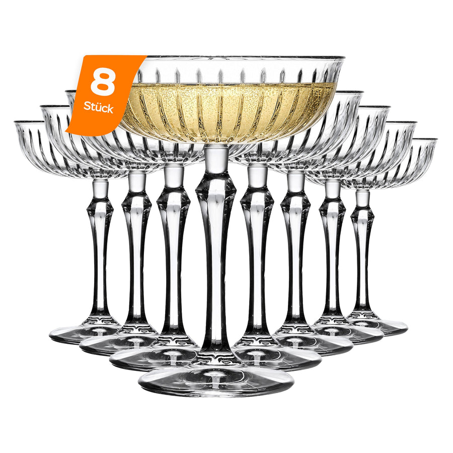 HELDENA Champagnerschalen 245 ml – 4er Set Coupe-Gläser aus Glas