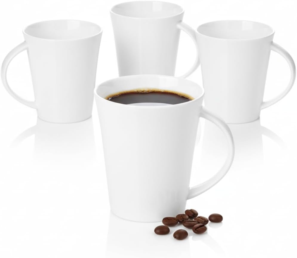 Wilmax Tasse 380 ml 4er-Set Weiß Porzellan – Produktansicht; Lieferumfang: 4 Stück