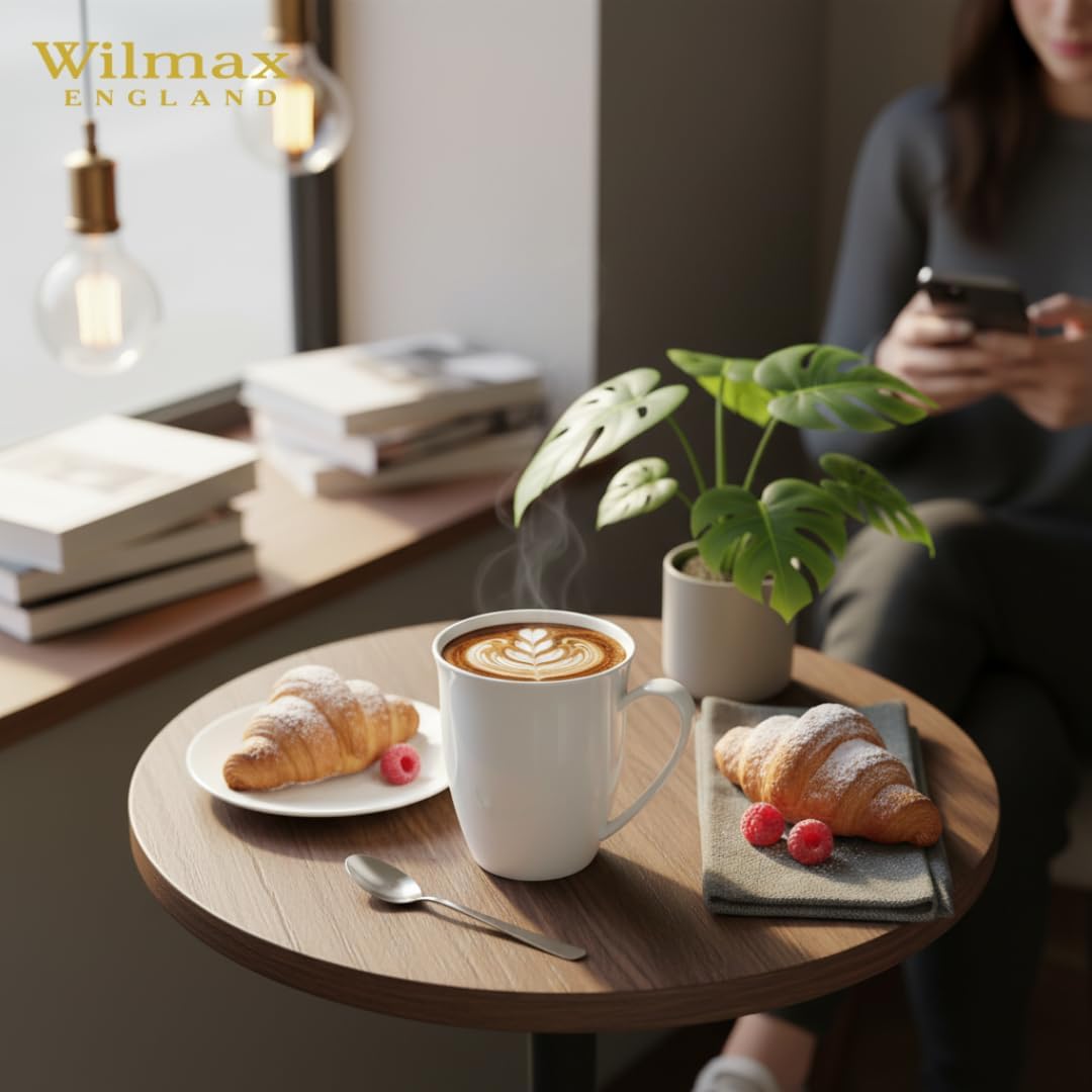 Wilmax Tasse 380 ml 6er-Set Weiß Porzellan – Anwendungs- oder Detailansicht; Lieferumfang: 6 Stück