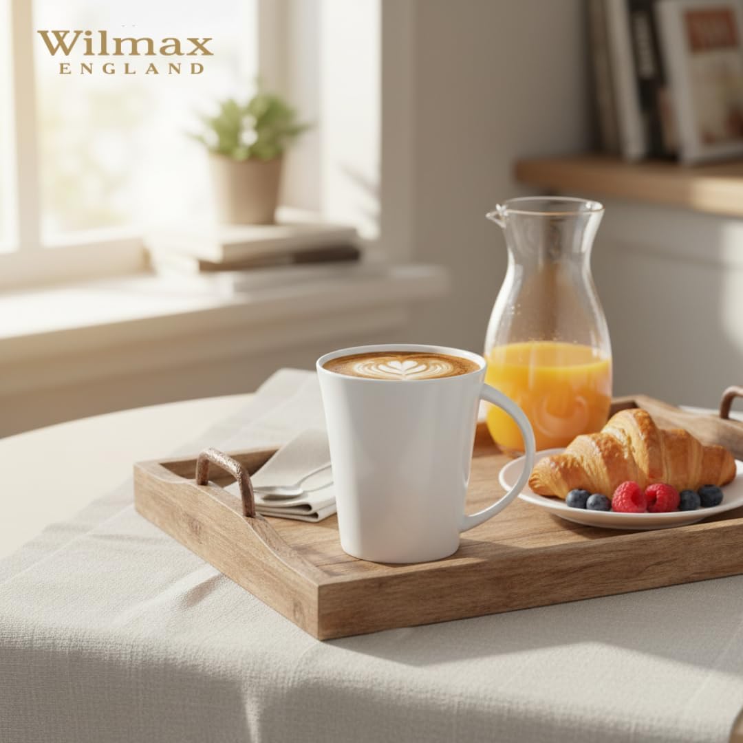 Wilmax Tasse 380 ml 4er-Set Weiß Porzellan – Anwendungs- oder Detailansicht; Lieferumfang: 4 Stück