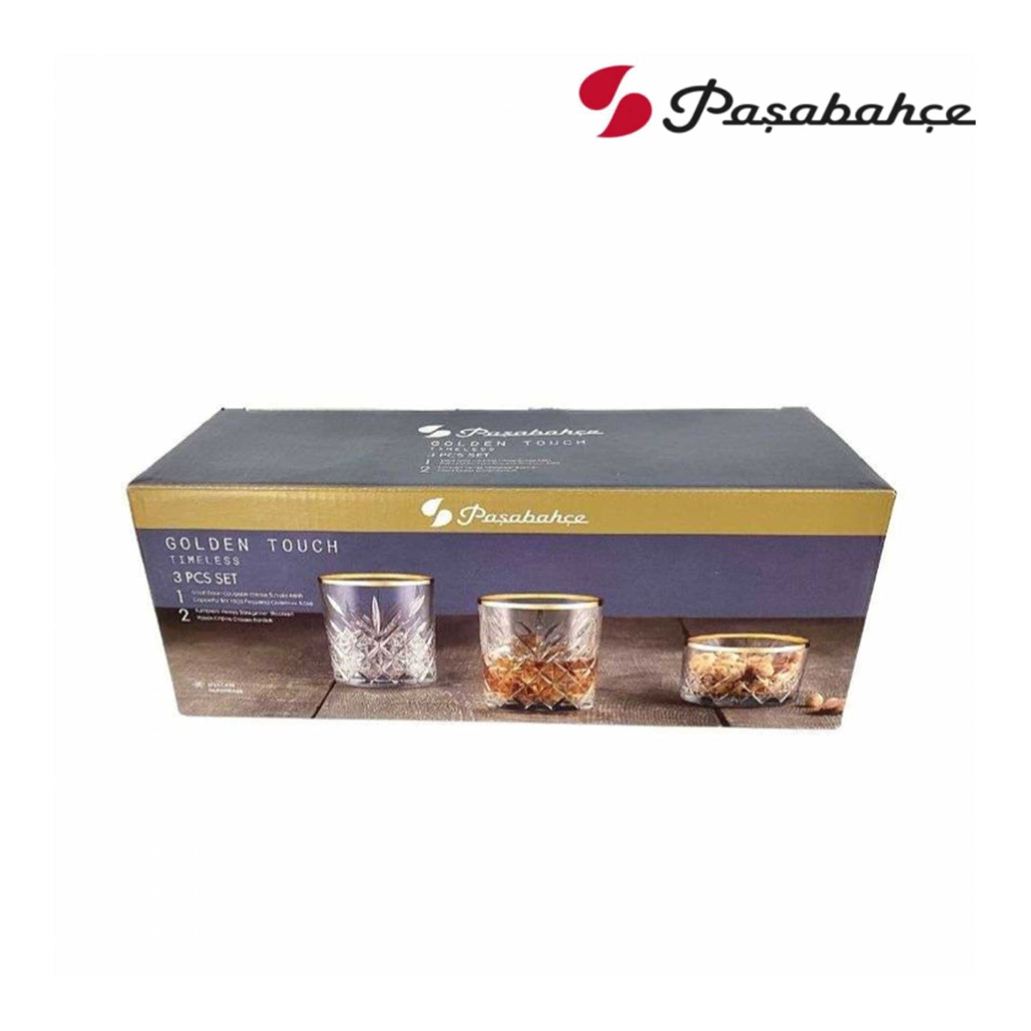 Whiskygläser mit Goldrand 205 ml – Vintage Facettendesign – 3er Set – Elegante Bar Gläser