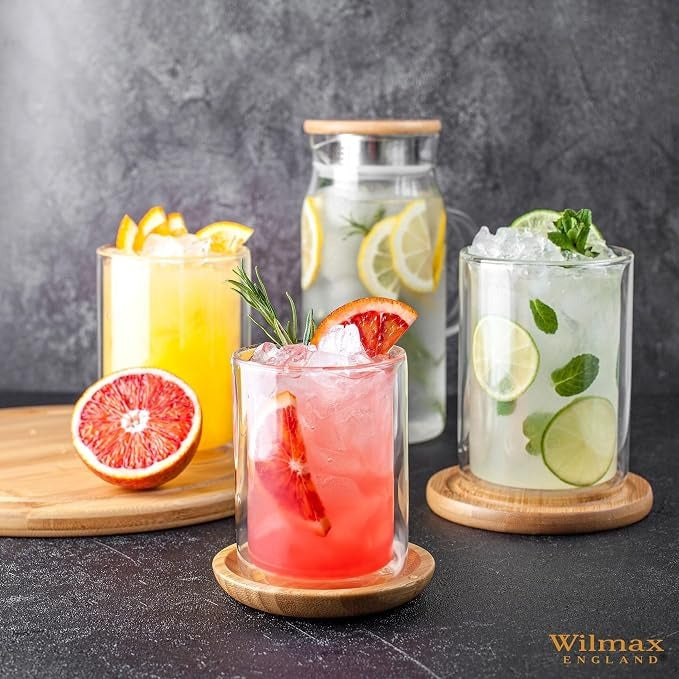 Wilmax Doppelwandiges Thermoglas 400 ml 4er-Set Transparent – Anwendungs- oder Detailansicht; Lieferumfang: 4 Stück