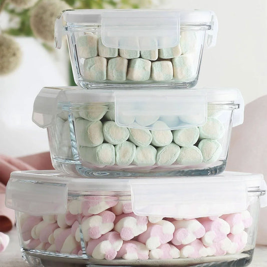 Drei LAV Fresco Glasbehälter verschiedene Groessen fuer Kuehlschrank und Meal Prep