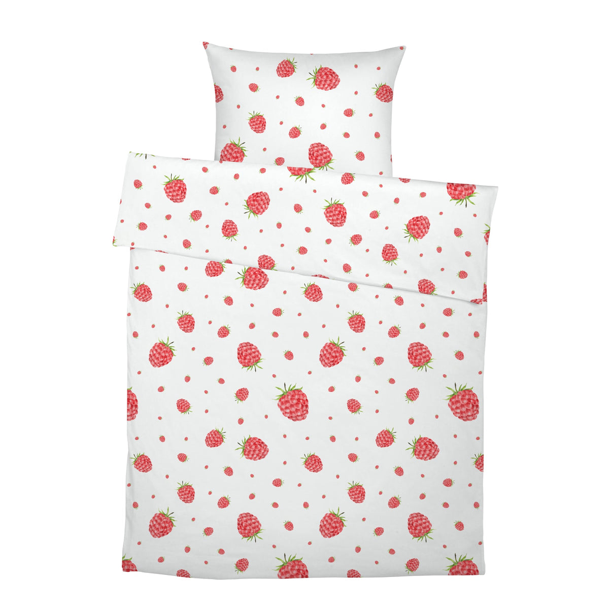 LESLIS Kinderbettwäsche „Himbeeren" – komplettes Set aus Bettbezug und Kissenbezug