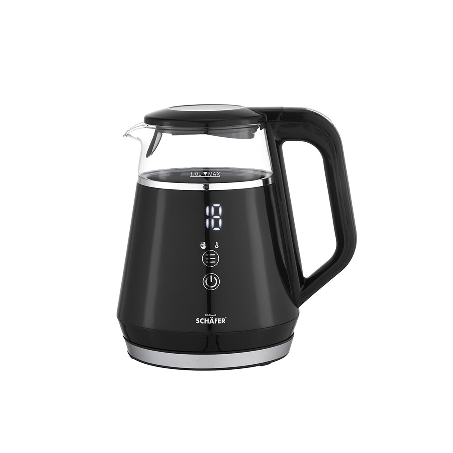 Schaefer Glaswasserkocher 1.0 L Schwarz Induktion fuer Tee und Kaffee