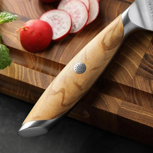 Kompaktes Küchenmesser aus Damaststahl für Gemüse Obst und Kräuter
