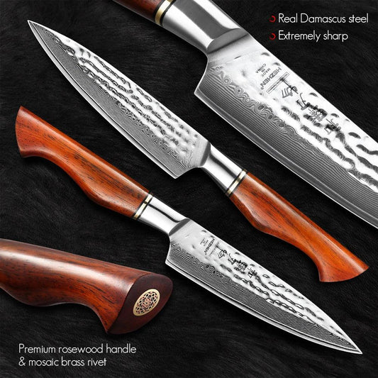 Santoku Damastmesser 5 Zoll mit 73 Lagen Damaststahl – HELDENA