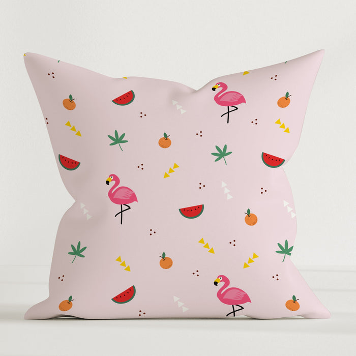 HELDENA Kinder-Dekokissen Flamingo 40 × 40 cm aus Canvas-Baumwolle