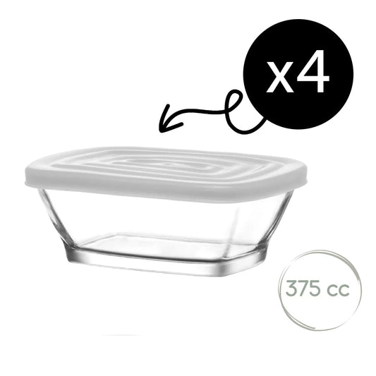 Zwei LAV Defne Glasbehälter 375 ml transparent fuer Vorraete und Meal Prep