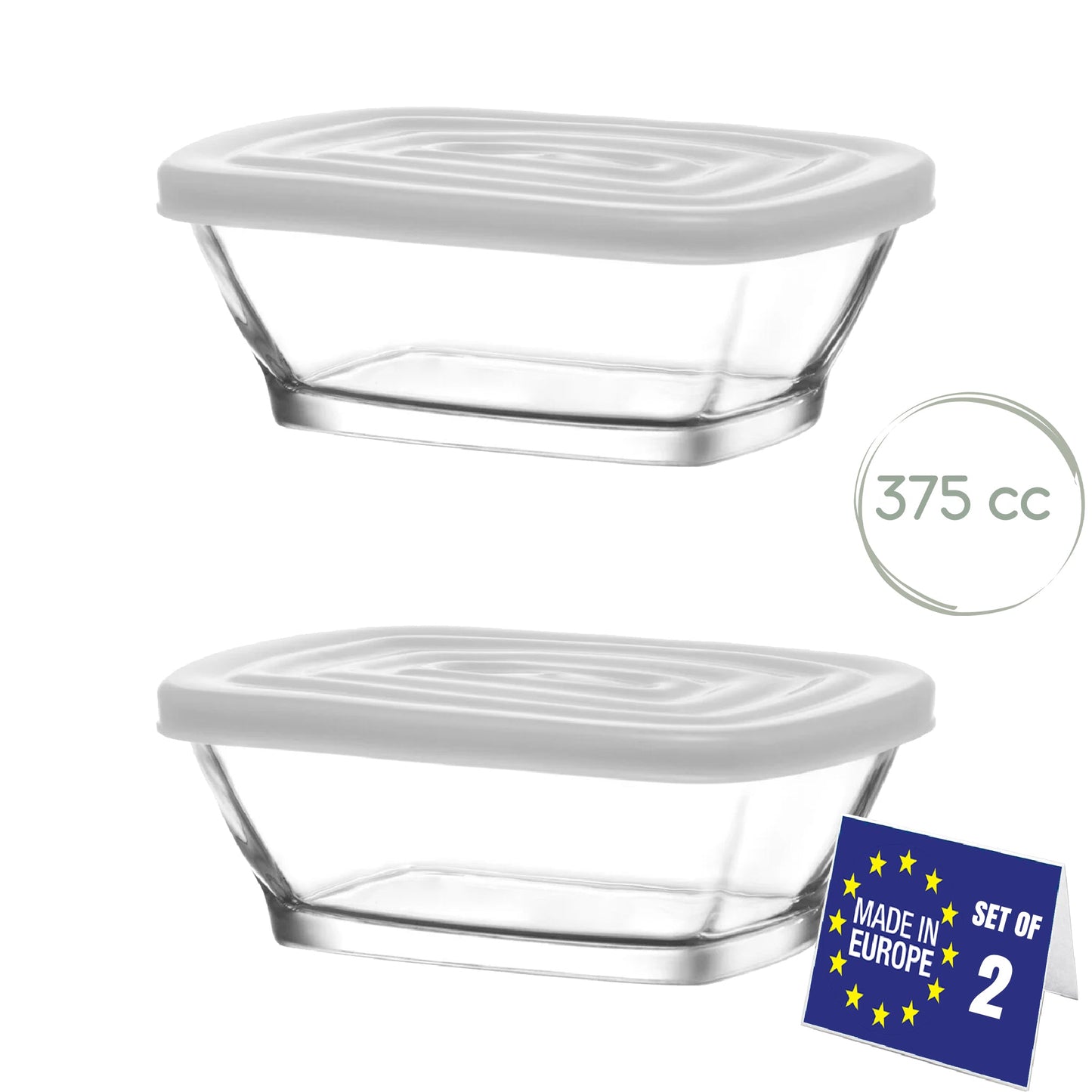 Zwei transparente Frischhaltedosen 375 ml für Kühlschrank und Meal Prep