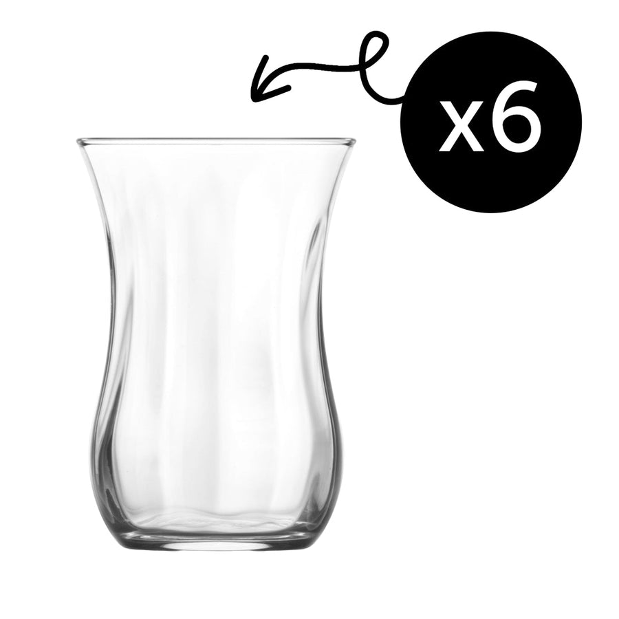 HELDENA Türkische Teegläser 115 ml – 6er Set für Çay auf weißem Hintergrund