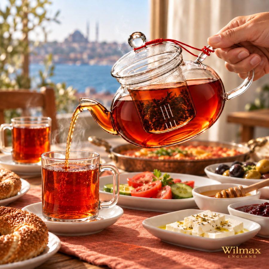 Wilmax Teekanne 1200 ml mit Glasfilter Transparent Thermoglas – Anwendungs- oder Detailansicht; Lieferumfang: 1 Stück