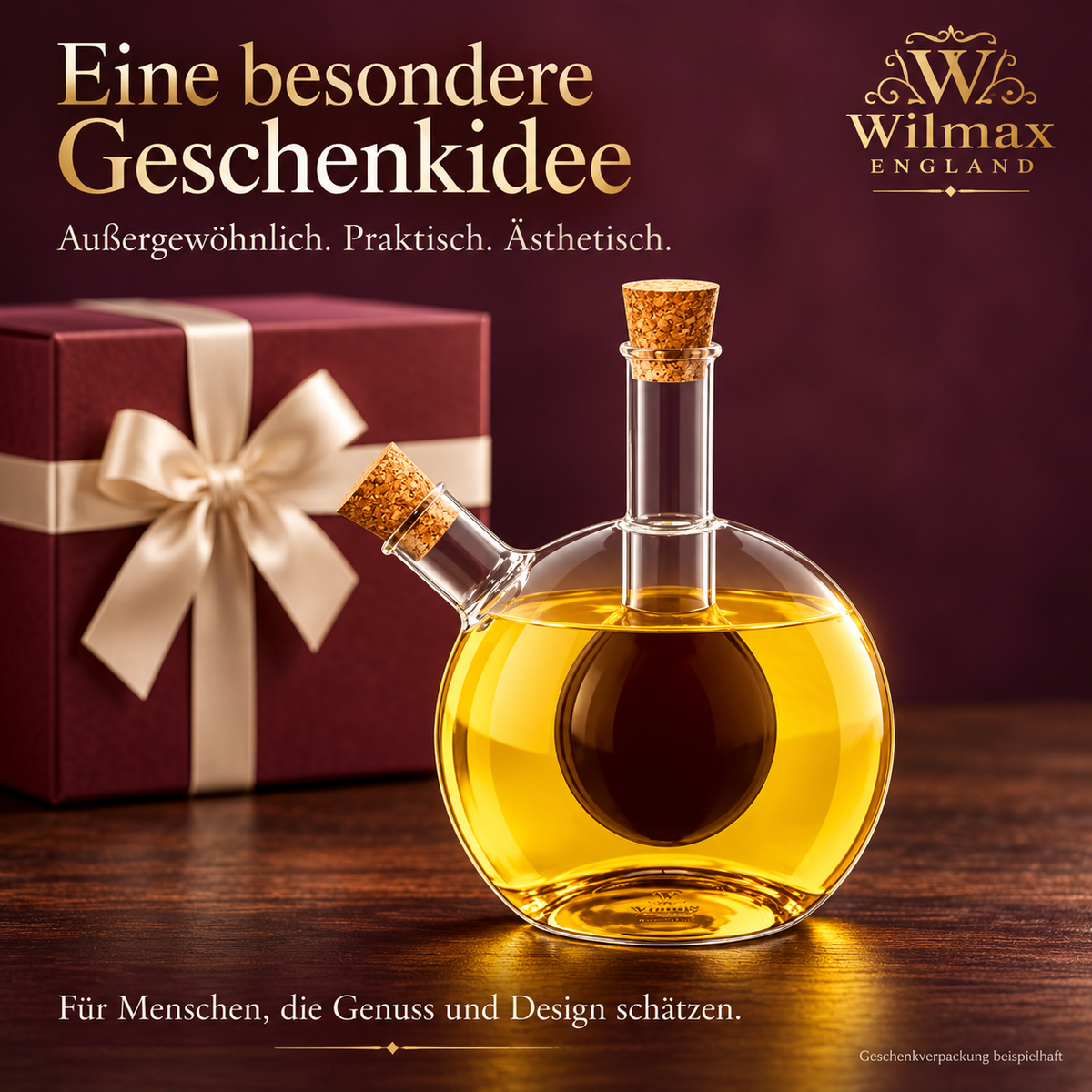 Wilmax Öl- und Essigflasche 300/60 ml Transparent Glas – Anwendungs- oder Detailansicht; Lieferumfang: 1 Stück