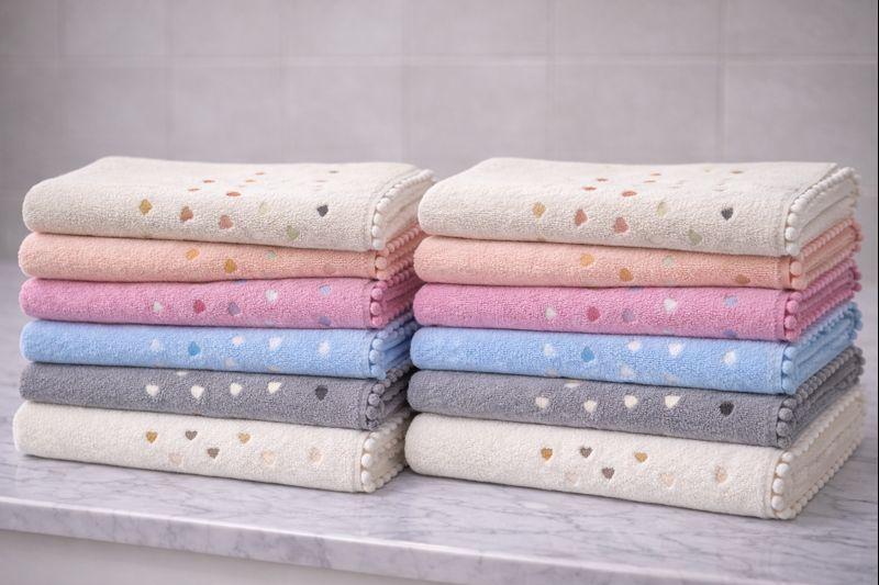 Pompons Handtücher 12er Set Baumwolle mehrfarbig Badezimmer