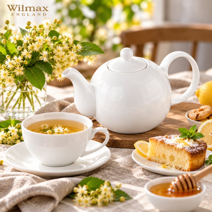 Wilmax Kaffee- und Teekanne mit Ausgusssieb 500 ml Weiß Porzellan – Anwendungs- oder Detailansicht; Lieferumfang: 1 Stück