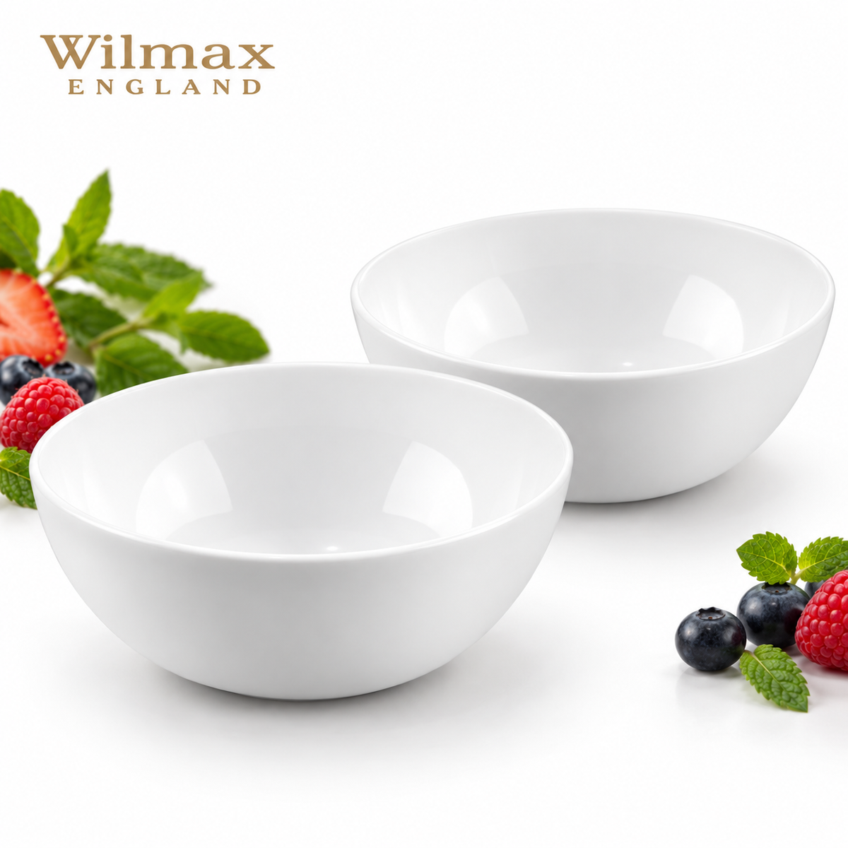 Wilmax Schale 11 cm 300 ml 2er-Set Weiß Porzellan – Produktansicht; Lieferumfang: 2 Stück