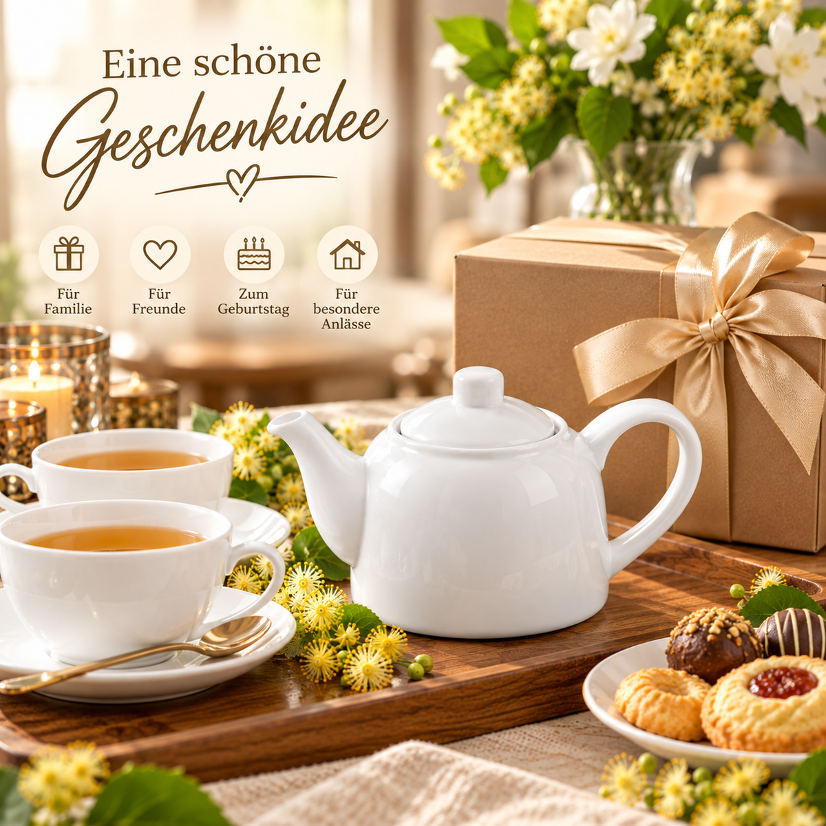 Wilmax Kaffee- und Teekanne mit Ausgusssieb 500 ml Weiß Porzellan – Anwendungs- oder Detailansicht; Lieferumfang: 1 Stück