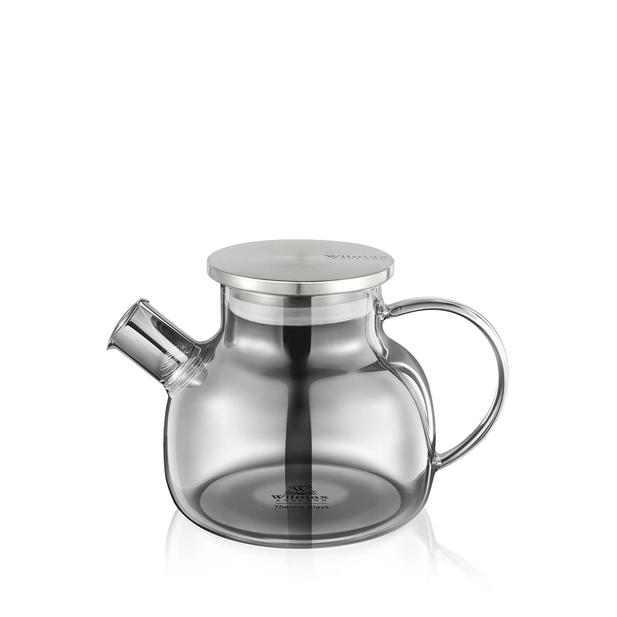 Wilmax Teekanne 950 ml mit Federfilter und mit Edelstahldeckel Grau Thermoglas – Produktansicht; Lieferumfang: 1 Stück