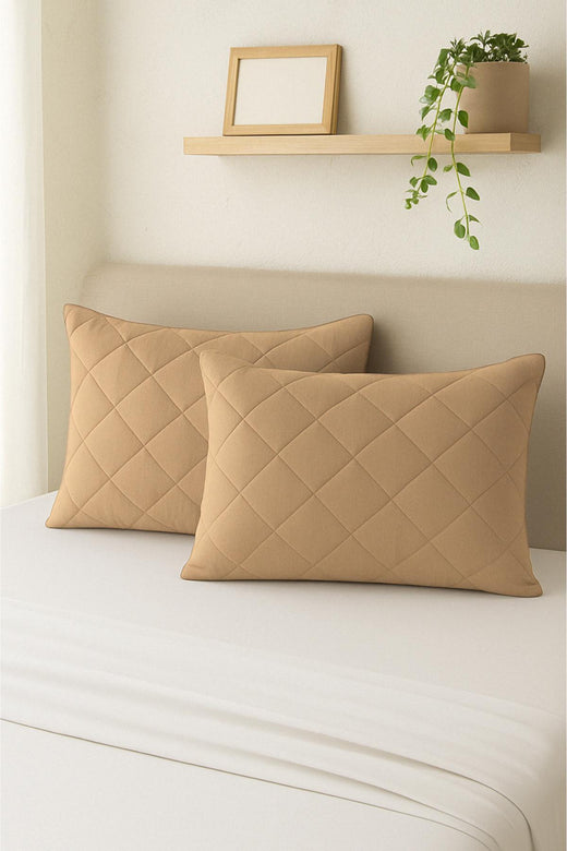 HELDENA Kissenschoner Braun gesteppt 50x70 cm aus 100% Baumwolle