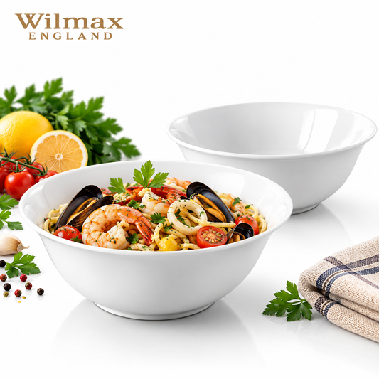 Wilmax Schale 1600 ml 20 cm 2er-Set Weiß Porzellan – Produktansicht; Lieferumfang: 2 Stück