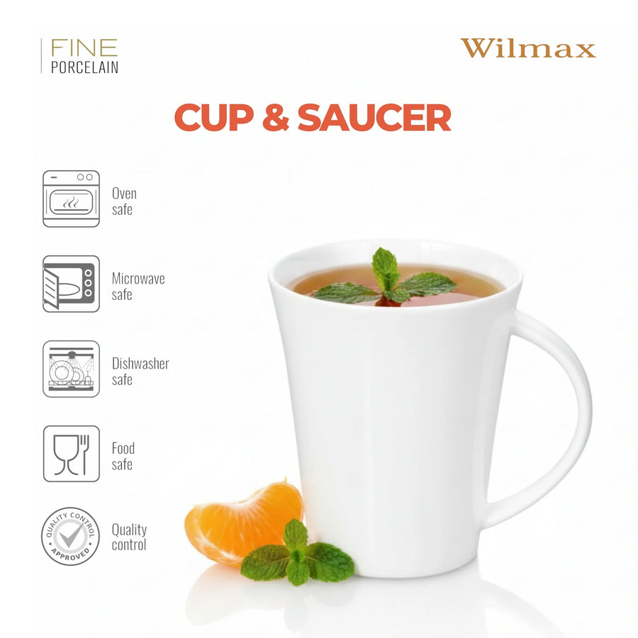 Wilmax Tasse 380 ml 4er-Set Weiß Porzellan – Anwendungs- oder Detailansicht; Lieferumfang: 4 Stück
