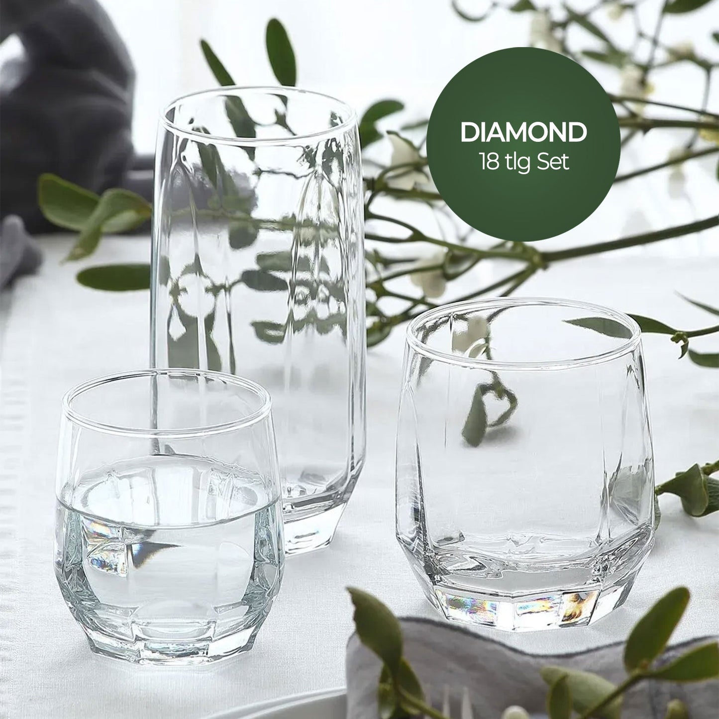 LAV Diamond Gläser Set Diamantschliff Muster Klarglas